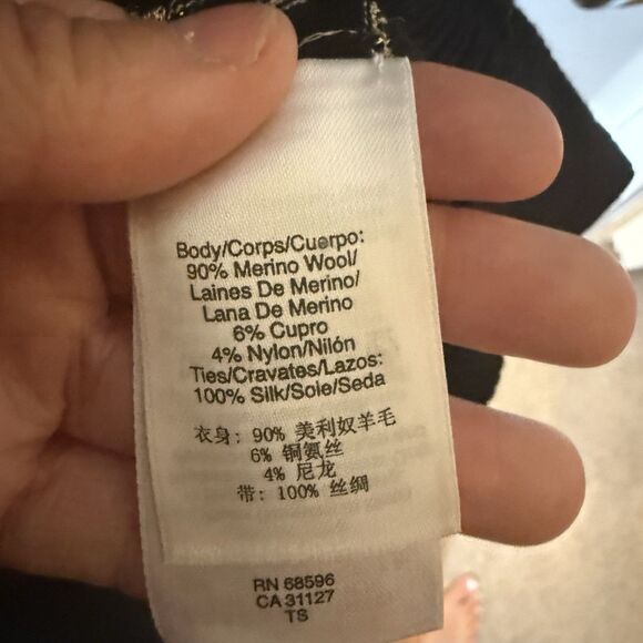 DKNY Women’s Button Up Striped Cardigan Lagenlook Y2K Pockets Merino Wool Small - Picture 5 of 7